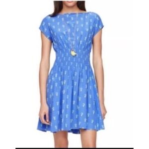 Womens Kate Spade Blue Seahorse Print Fit And Flare Summer Dress Sleeveless S